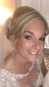 Bride smiling. Bridal Makeup done. 